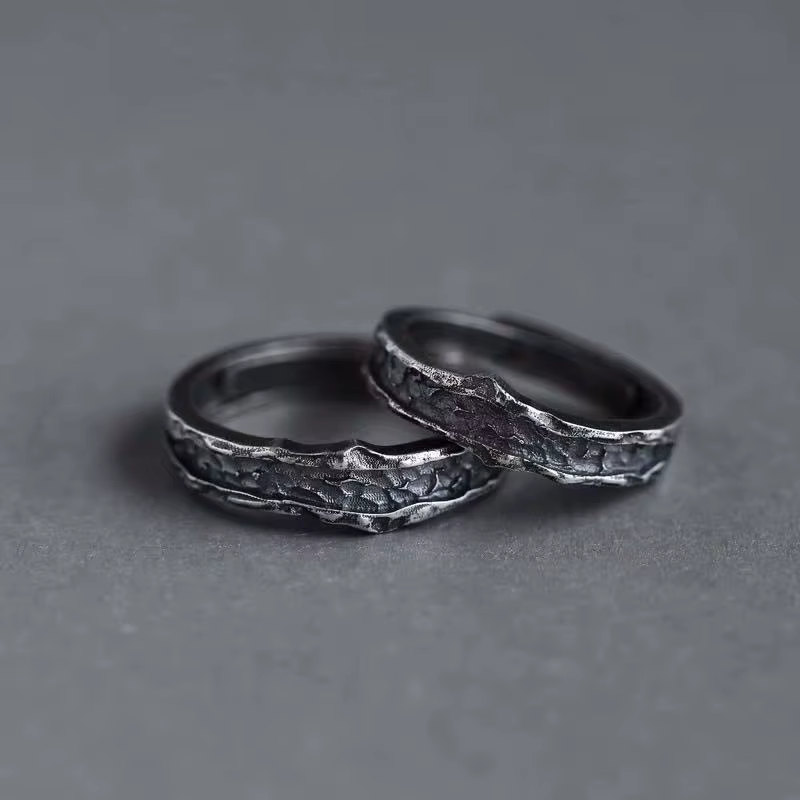 Bague Abyss pour hommes et femmes, faite à la main, rétro, simple, couple masculin, nouveau