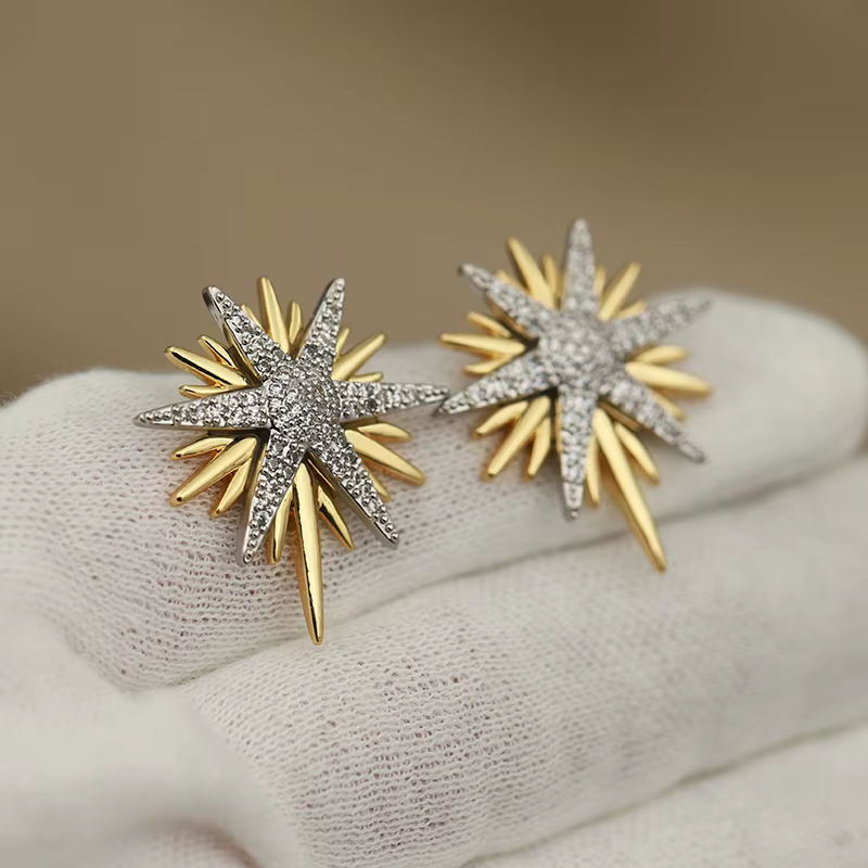 Boucles d'oreilles étoile en zircone pour femmes, nouveau Design de vue, marque de mode, fleur en cr