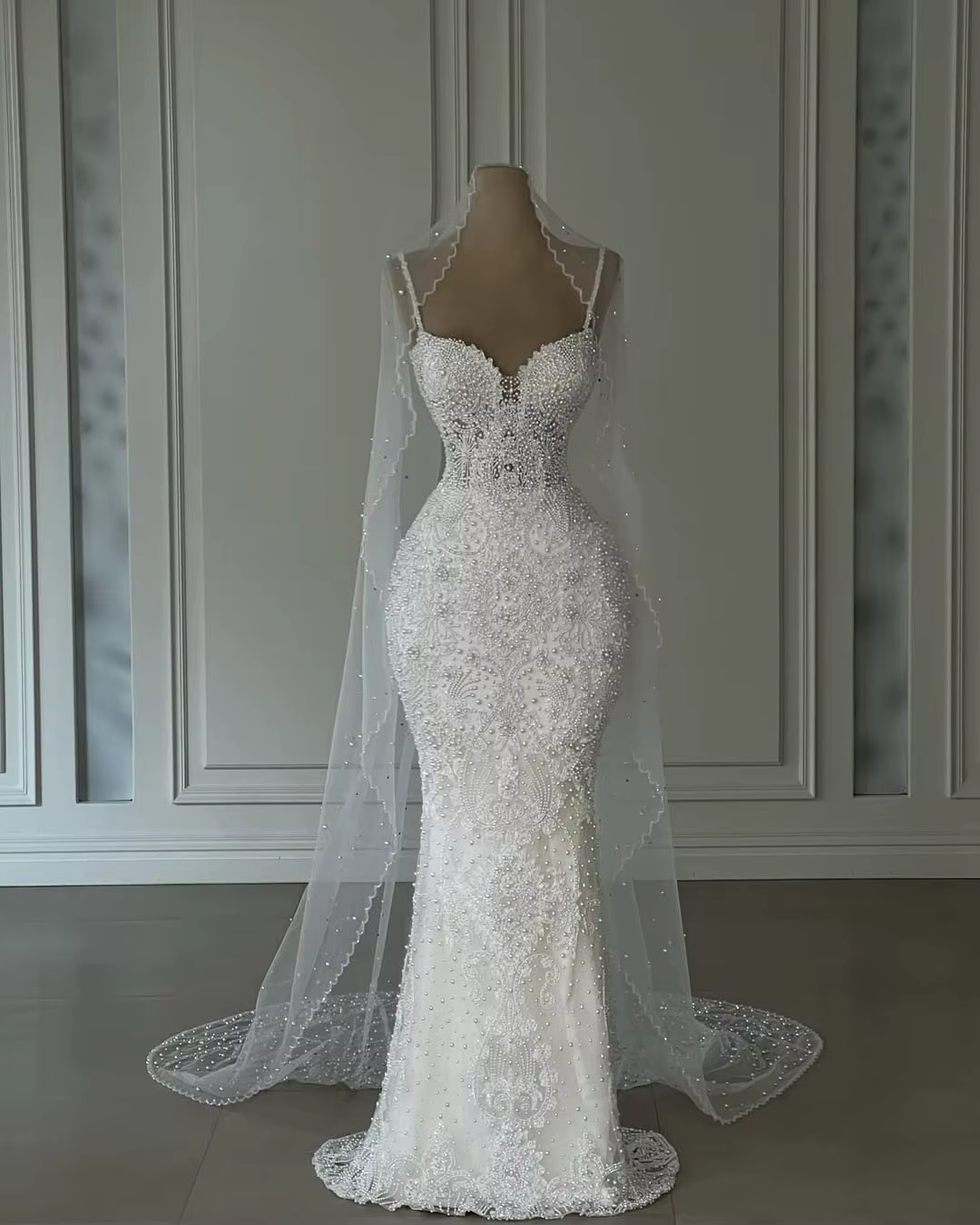 Robe de mariée sirène de luxe pour femme, ornée de perles scintillantes, col cœur, élégante, Vestido
