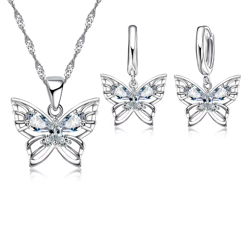 YAAMELI – ensemble de bijoux, collier et boucles d'oreilles en cristal autrichien clair et brillant,