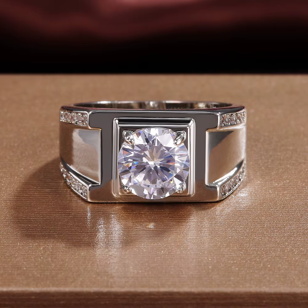 Bague de luxe en argent Sterling 925 pour hommes, bijoux de fiançailles en diamant de laboratoire de
