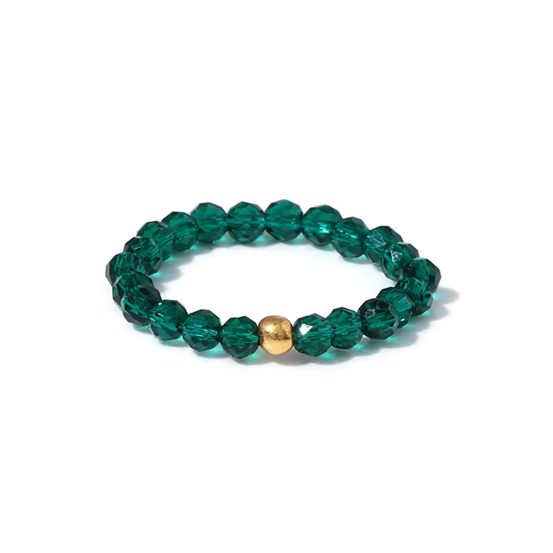 Bagues en pierre naturelle pour femmes, perles rondes, brin élastique, améthystes, faites à la main,