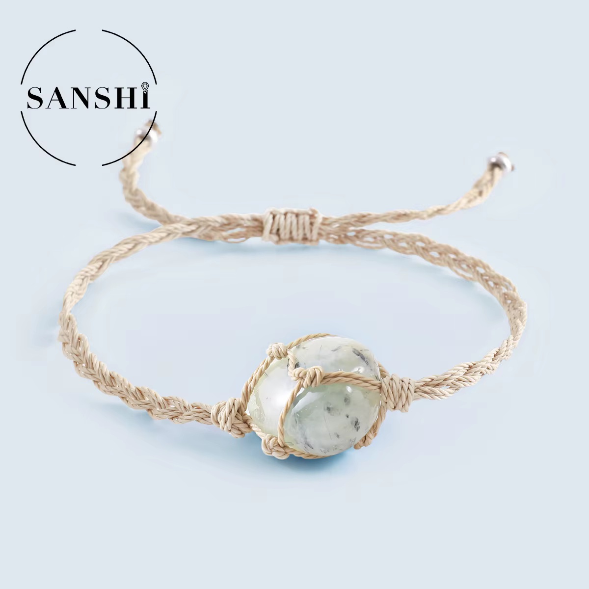 Bracelet de poche en maille tissée à la main, Style bohémien, pour femmes et hommes, pierre naturell