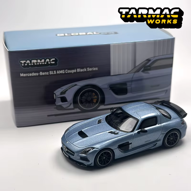 Tarmac Works 1:64 TW mercedes-benz SLS AMG coupé série noire mat bleu alliage modèle de voiture Chas