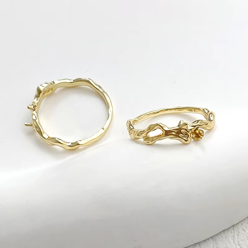 Bague de vigne en laiton plaqué or, peut insérer des perles, produit de bricolage, bijoux de mode, m