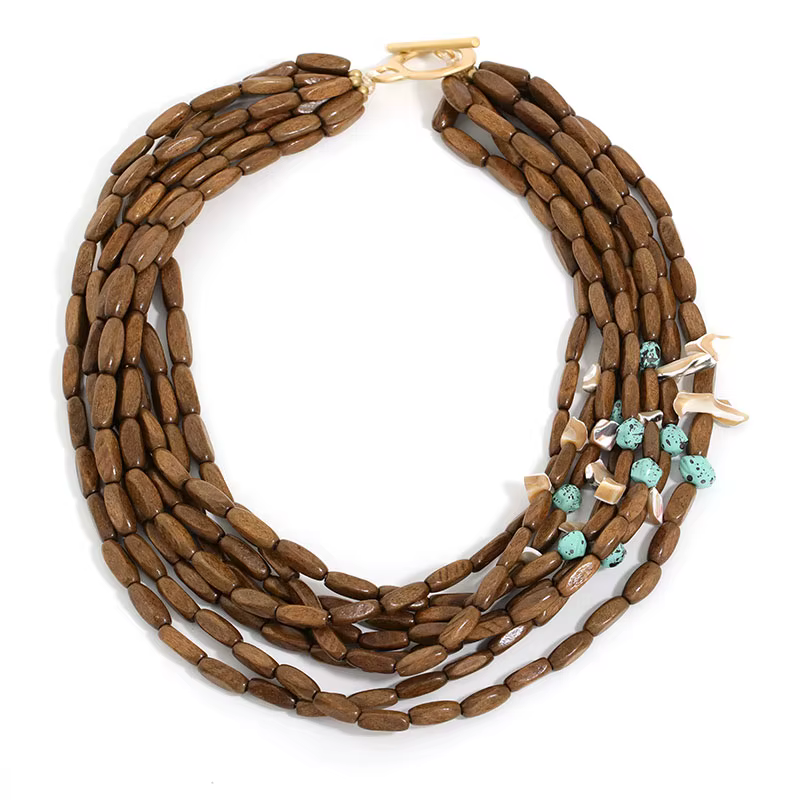 Collier de perles en bois de Style bohème pour femmes et filles, bijoux de fête de mariage