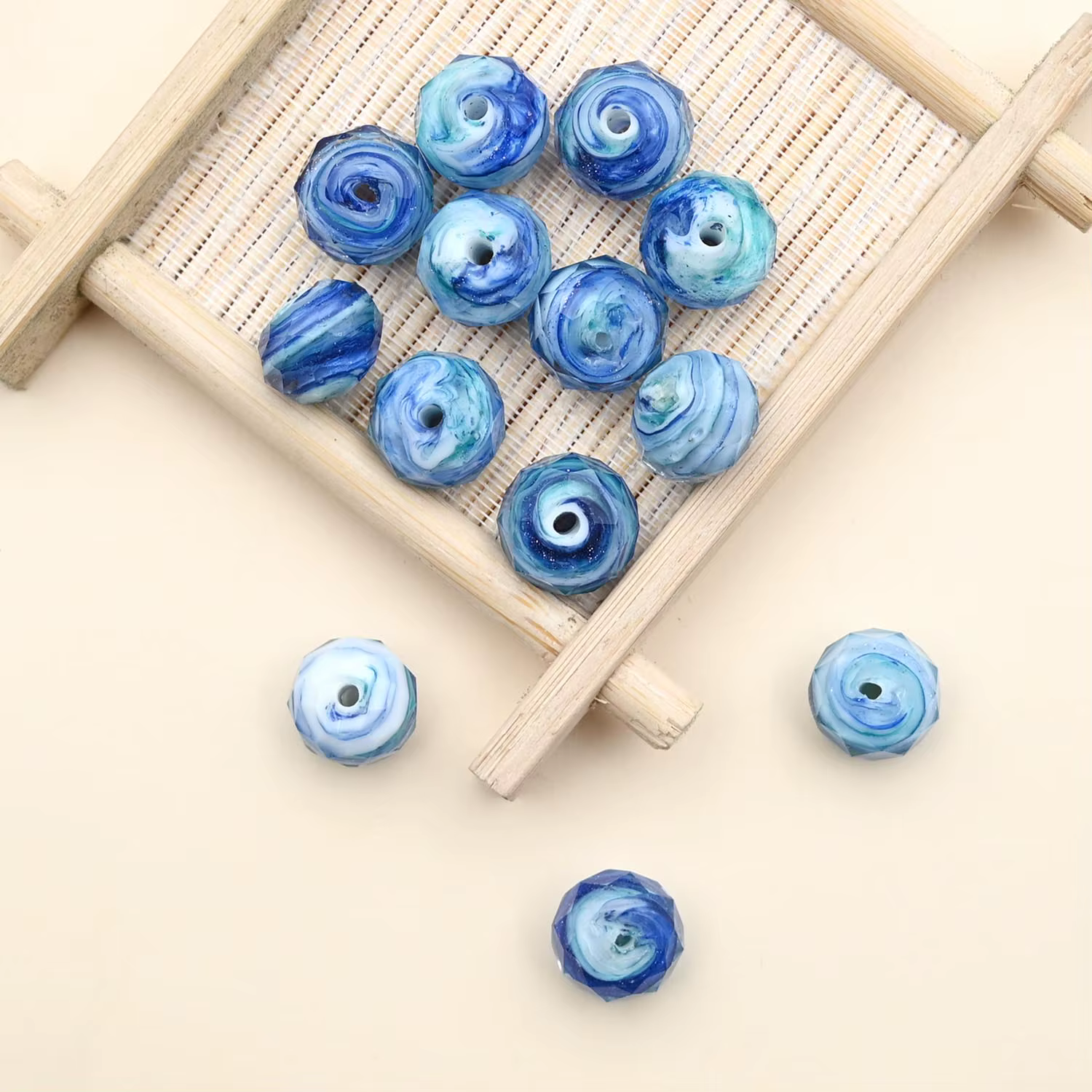 Perles en cristal de Murano bleu, verre à facettes, perles de chalumeau pour bijoux, breloque de dir