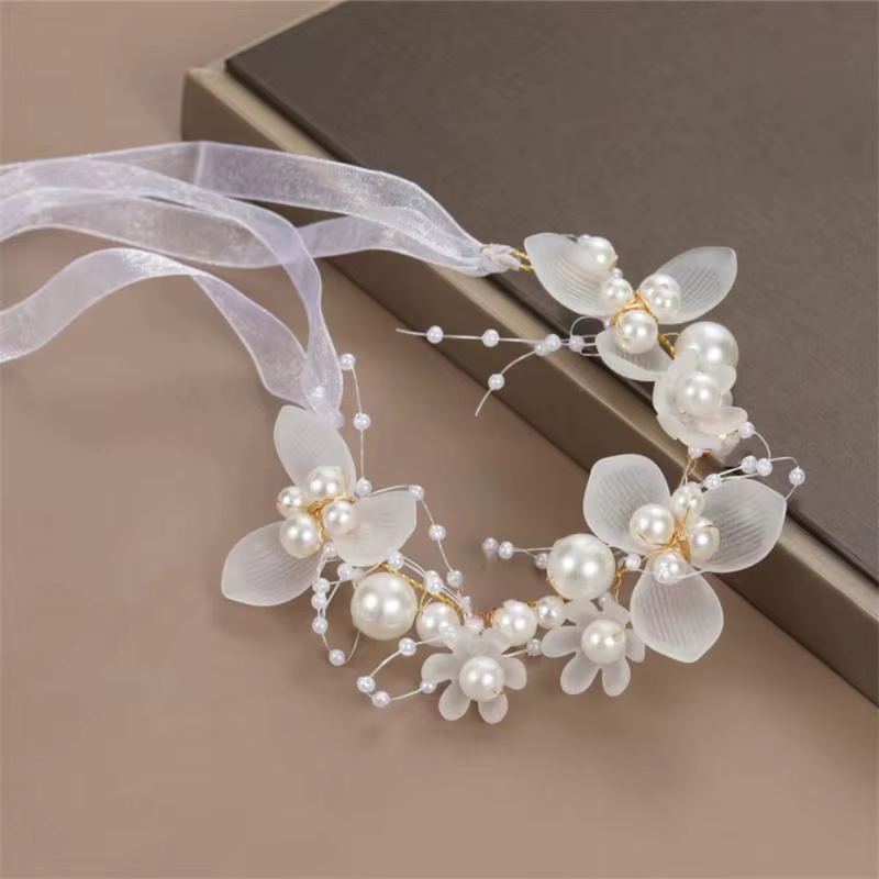 Printemps bohème filles mariée perle cheveux coiffure fleur couronne mariée guirlande tête cerceau b
