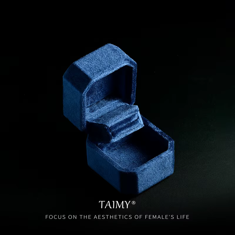 TAIMY-Boîte à matiques en velours en peluche pour bijoux, boîte de rangement pour bijoux à clapet, b