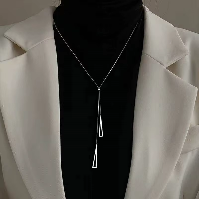 Boîte de pull géométrique à la mode, chaîne, Long collier pour femmes, bijoux fins réglables, cadeau