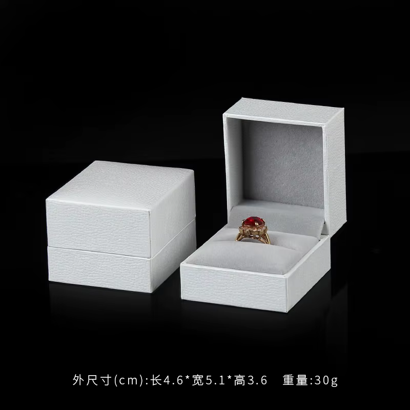 Boîte à bijoux en papier en cuir blanc, collier de bague, bracelet, bracelet, boîte de rangement de 
