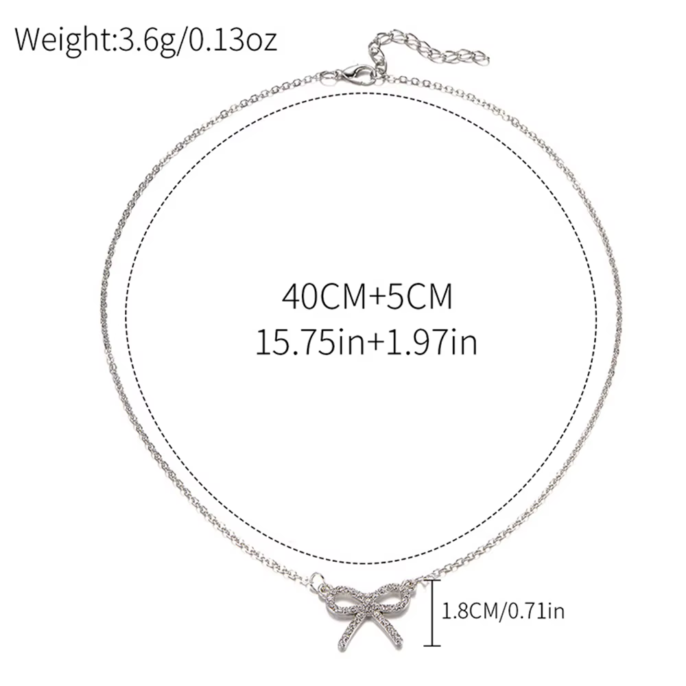 Bijoux à breloques, pendentif nœud Simple et à la mode, ensemble de diamants en alliage pour femmes,