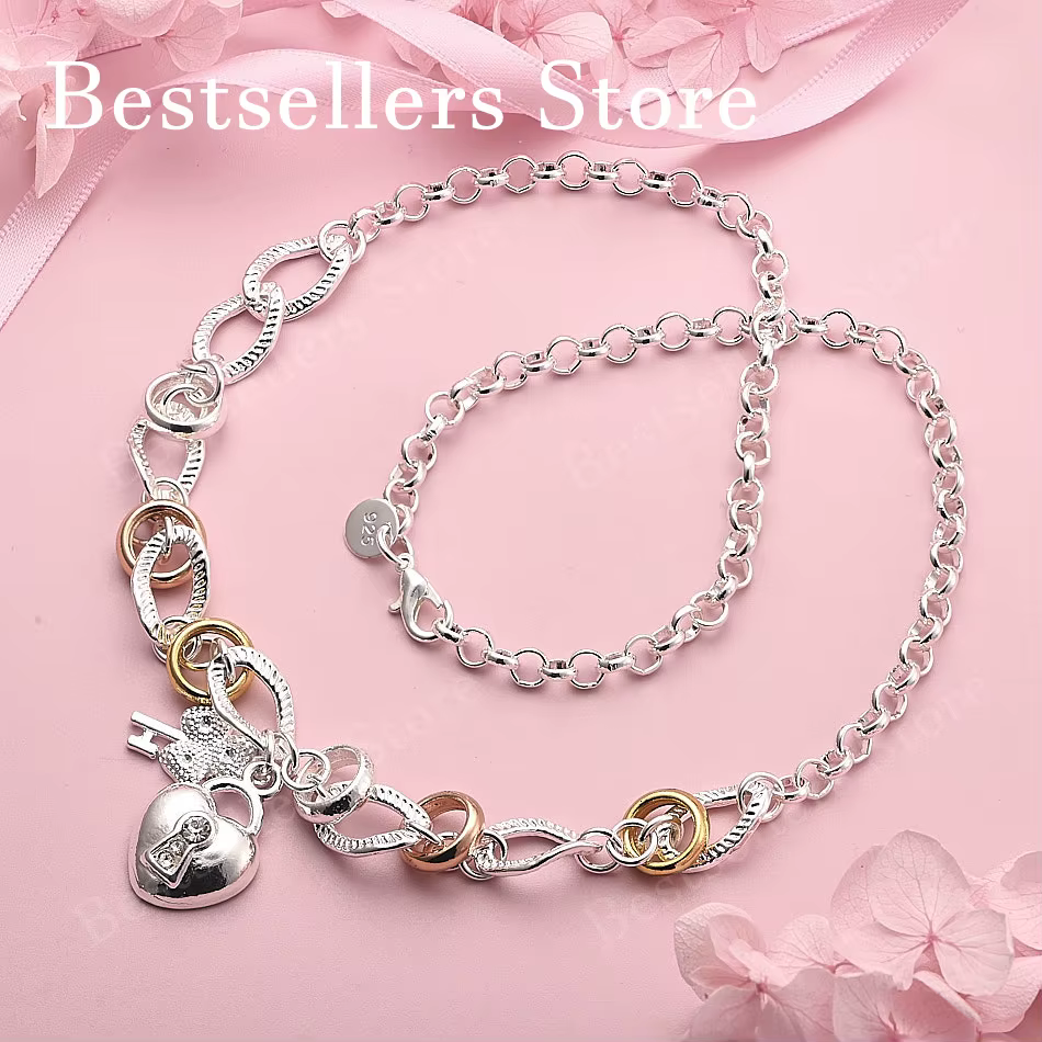 Collier Cadenas d'Amour Exquis en Argent Sterling 925 pour Femme – Accessoire de Mode Élégant pour F