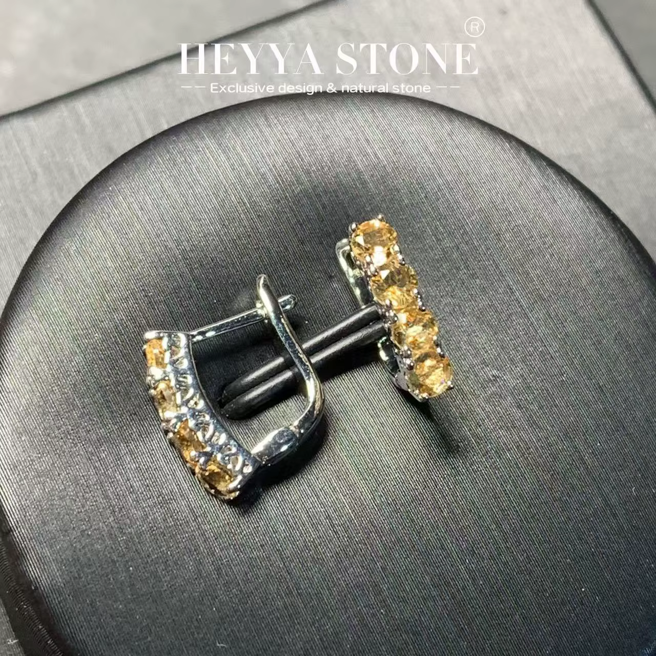 HEYYA – boucles d'oreilles créoles en pierre Citrine naturelle, Vintage, Simple, classique, cercle r