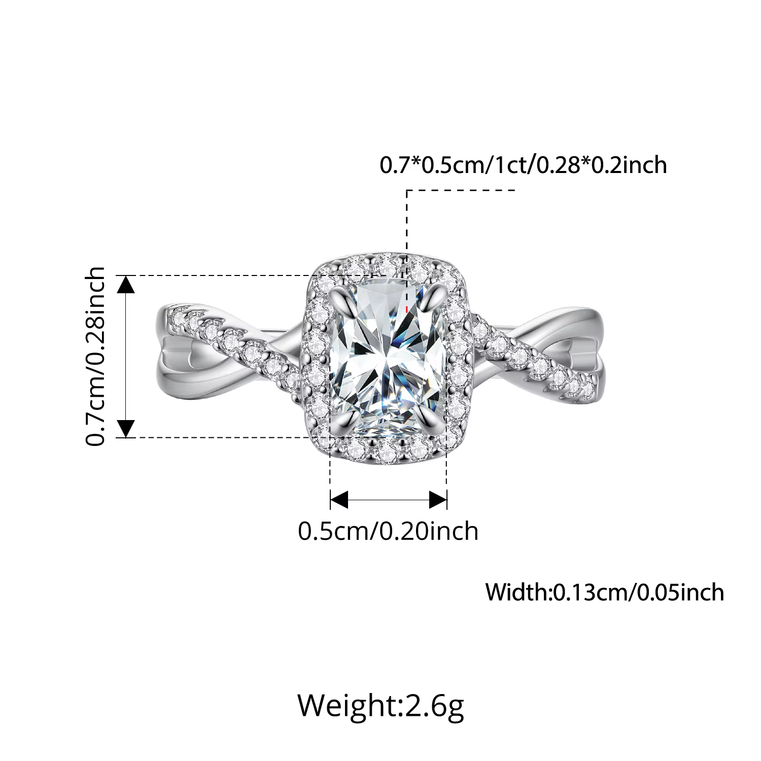 BAMOER – bague en Moissanite 1CT, en argent Sterling 925, coupe coussin, couleur D, VVS1, pour femme