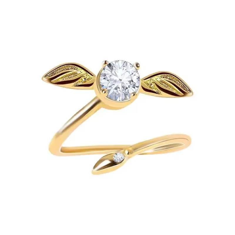 Bague Snitch plaquée or, accessoire dérivé Harry Potter pour cosplay, rotative, pour fans de niche, 