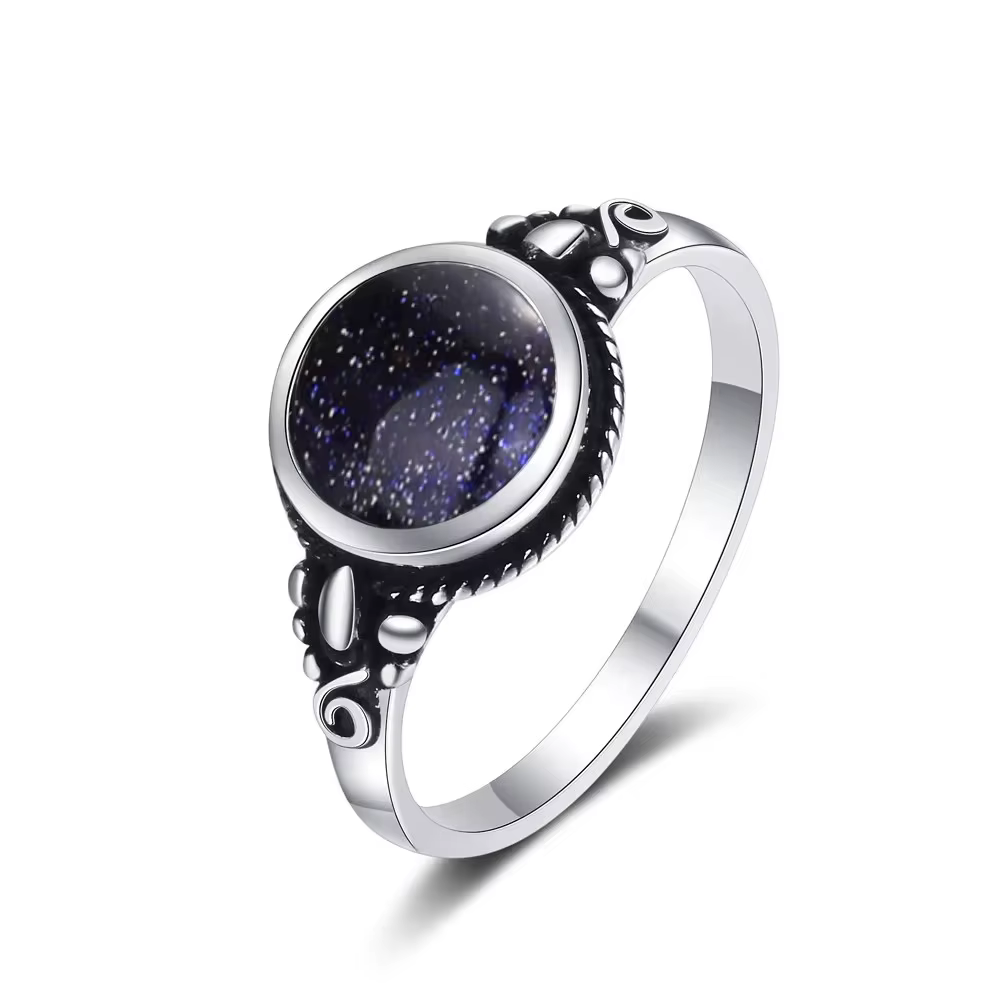 Bague Vintage en argent Sterling 925, pierre de lune ronde naturelle, Simple, rétro, classique, cade