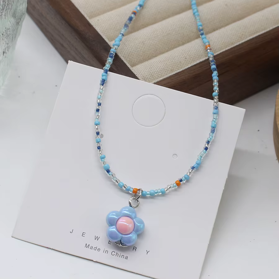 Collier marguerite perlé de Style coréen Boho, ras du cou Y2K, breloque colorée, fait à la main, cha