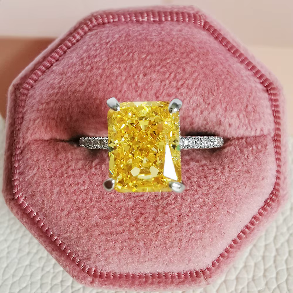 Moonso-Bague de fiançailles rectangulaire jaune pour femme, cadeau de Noël, mode, mariage, R7RAM