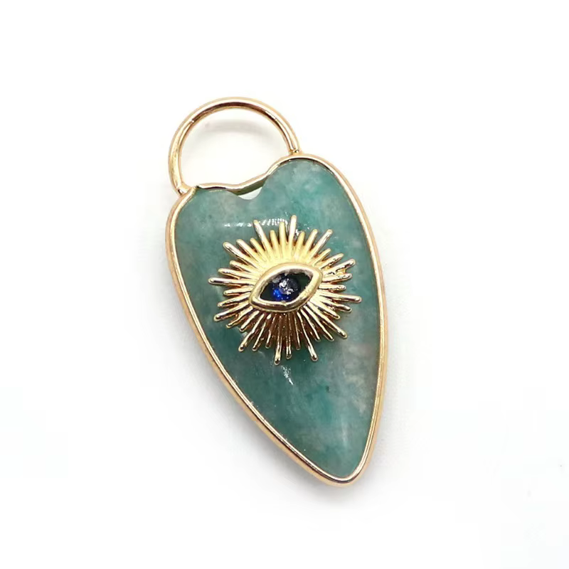 Pendentif Œil protecteur en pierre naturelle, breloque Œil de soleil avec anneau, accessoire de bijo