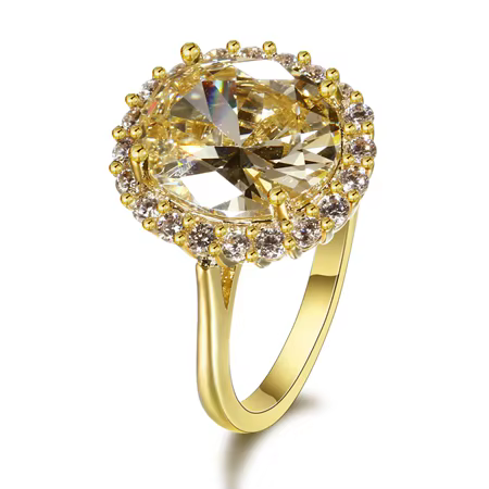 Bague de luxe en zircone plaqué or scintillant pour femmes, 12x14mm, Boutique de mode, bijoux, fête 