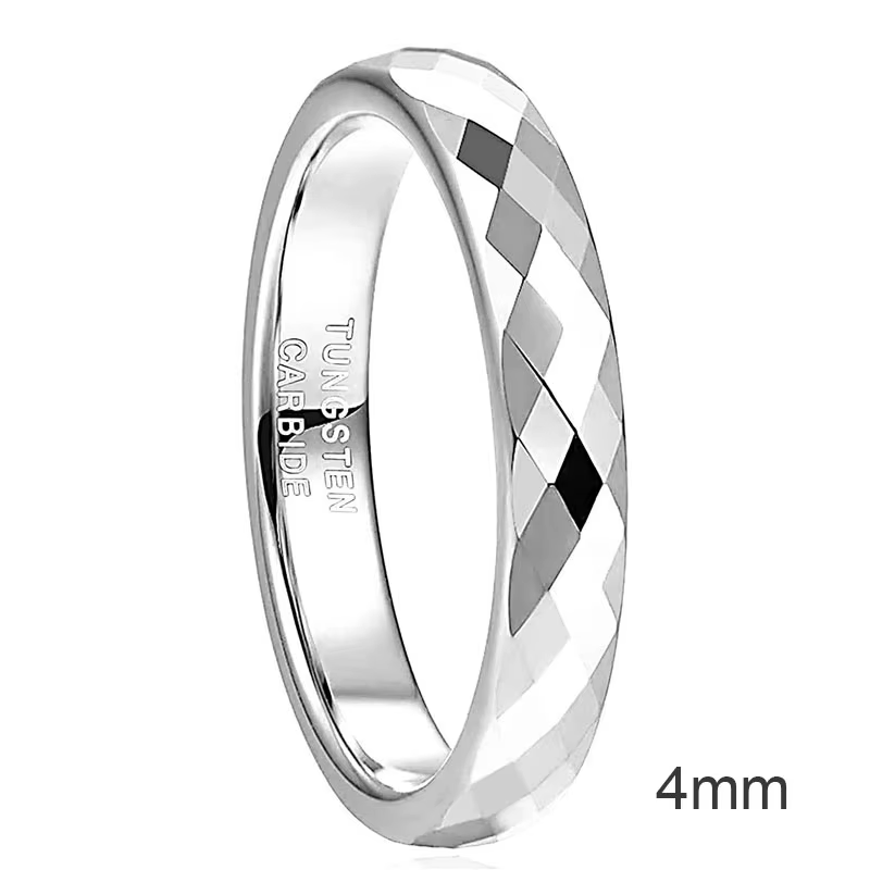 Tigrade – bagues de mariage en tungstène à bord facettes de 4mm, couleur or Rose/noir/or, bracelet d