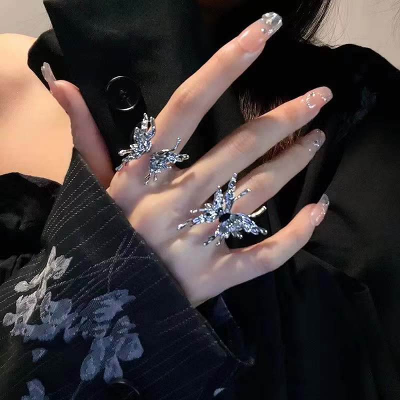 Ensemble de bagues en métal couleur argent Vintage, bagues réglables irrégulières élégantes pour fem