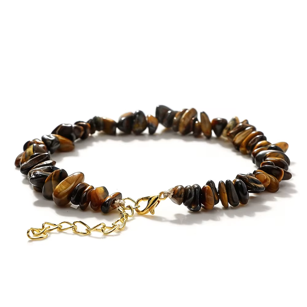 Bracelet de cheville bohème en pierres naturelles, perles de pierre œil de tigre, agates, améthyste,