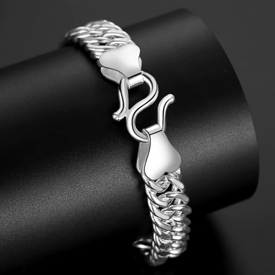Bracelet authentique en platine PT950 pour homme, ton or blanc, chaîne gourmette audacieuse de luxe,