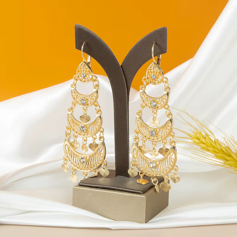 Maroc Vintage or strass gland boucles d'oreilles femmes mode boucles d'oreilles moyen-orient bijoux
