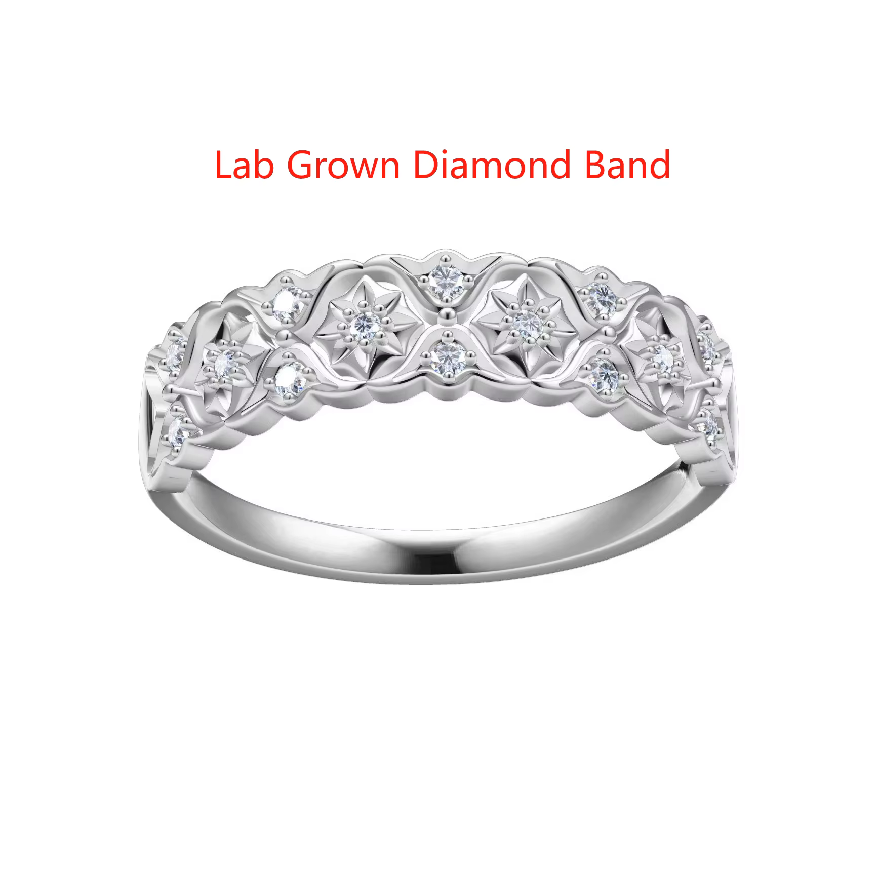 DEF couleur 0.1ctw coupe ronde HPHT Cvd laboratoire diamant alliance véritable bague en or blanc 10k