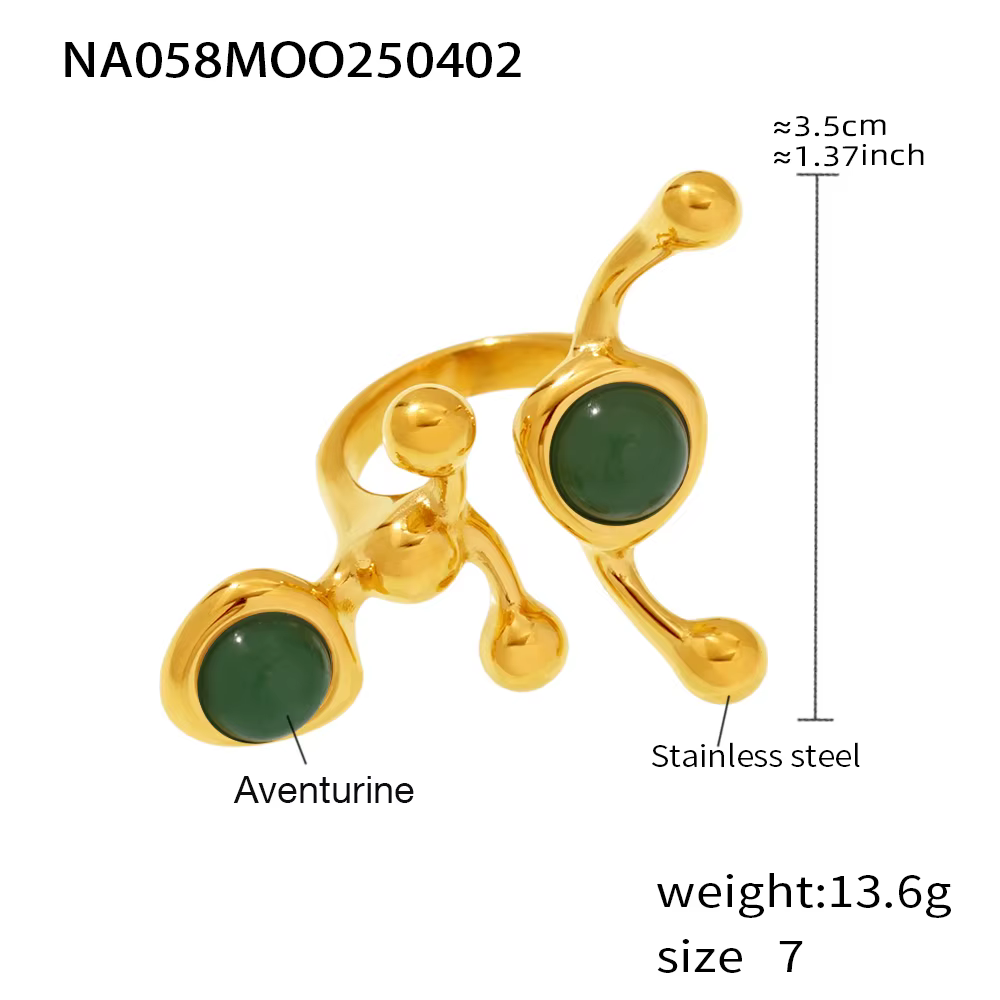 Bagues en pierres naturelles uniques pour femmes, plaqué or, étanche, en acier inoxydable, bijoux de