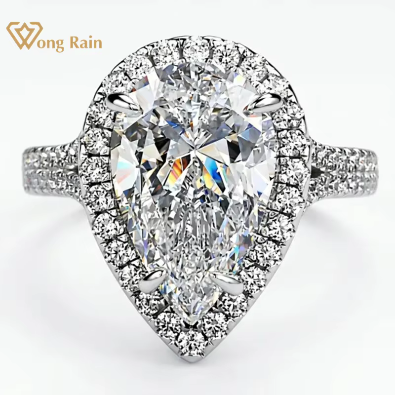 Wong Rain – bague Vintage en argent Sterling 925, 8x13 MM, saphir de laboratoire, diamants à haute t