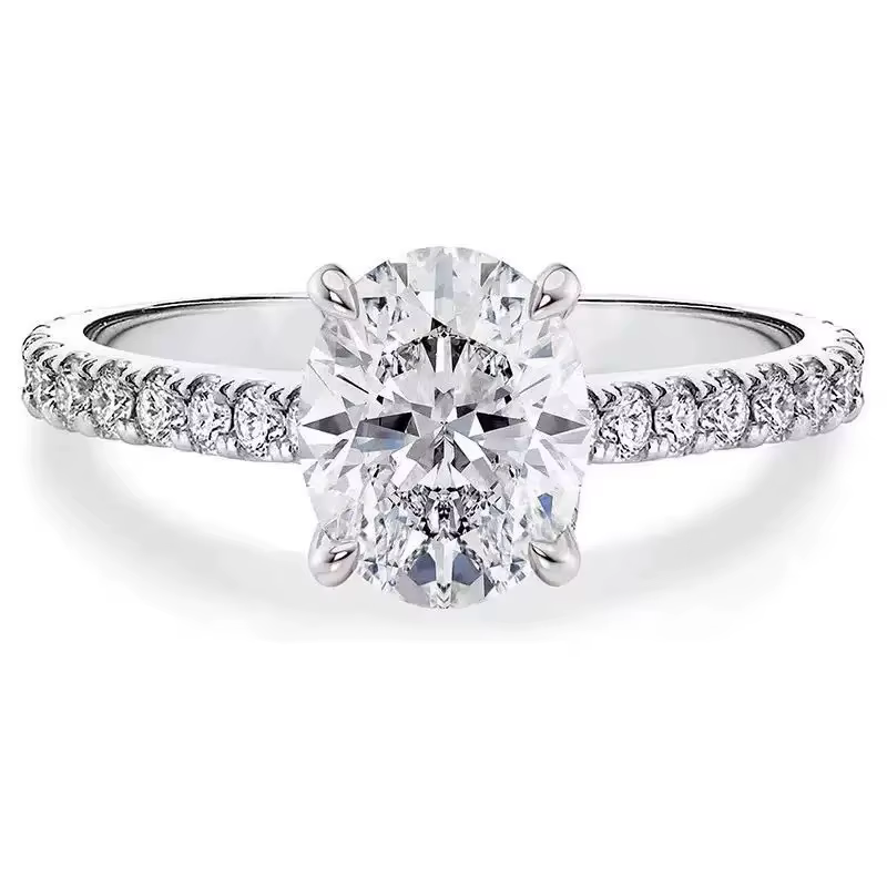 Bague de fiançailles pour femme avec diamant blanc taille ovale, en argent S925, bague de mariage av