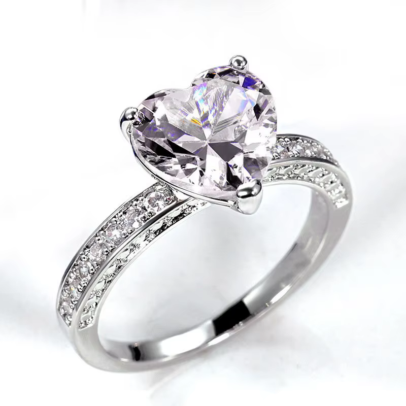 Bagues de luxe en argent Sterling 925 pour femmes, bague en forme de cœur incrustée de pierres de Zi