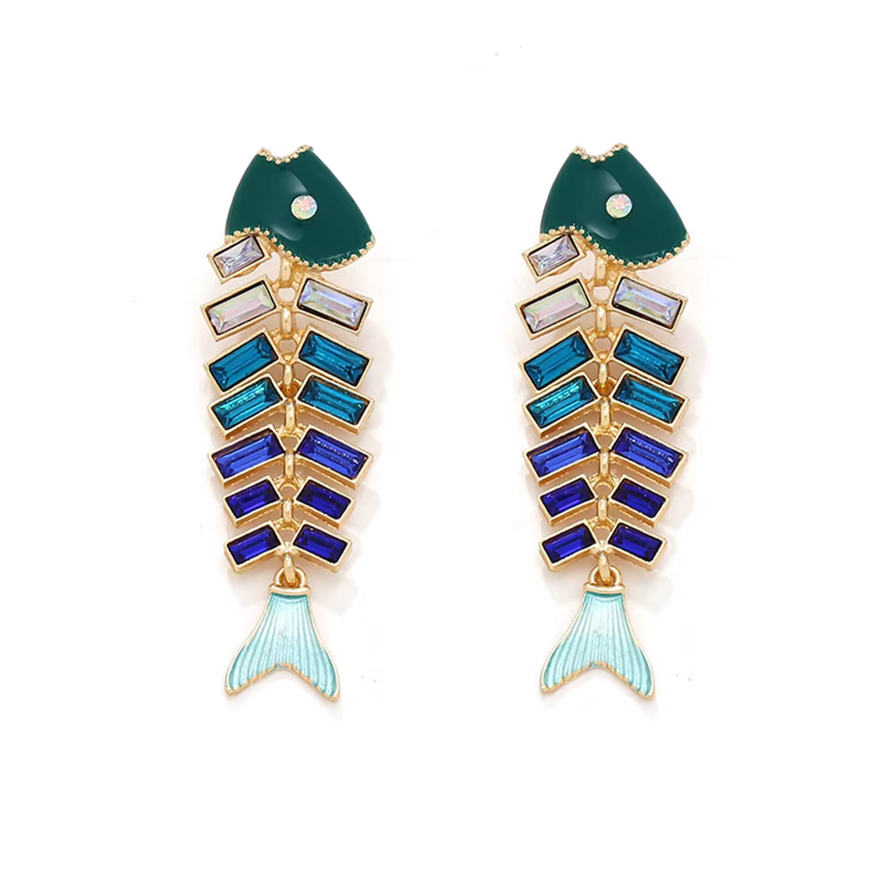Bijoux de déclaration, accessoires d'été, boucles d'oreilles pendantes en os de poisson de Style océ
