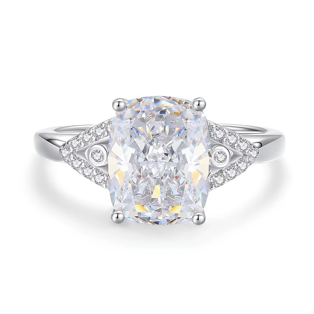 Vinregem 8*10 MM émeraude saphir haute teneur en carbone diamant gemmes bague pour les femmes 925 en