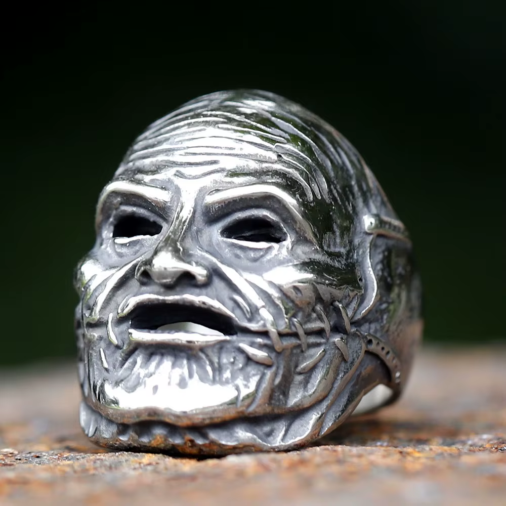 Bague gothique en acier inoxydable 316L pour hommes, masque à nœud coulant, bijoux de moto, cadeau d