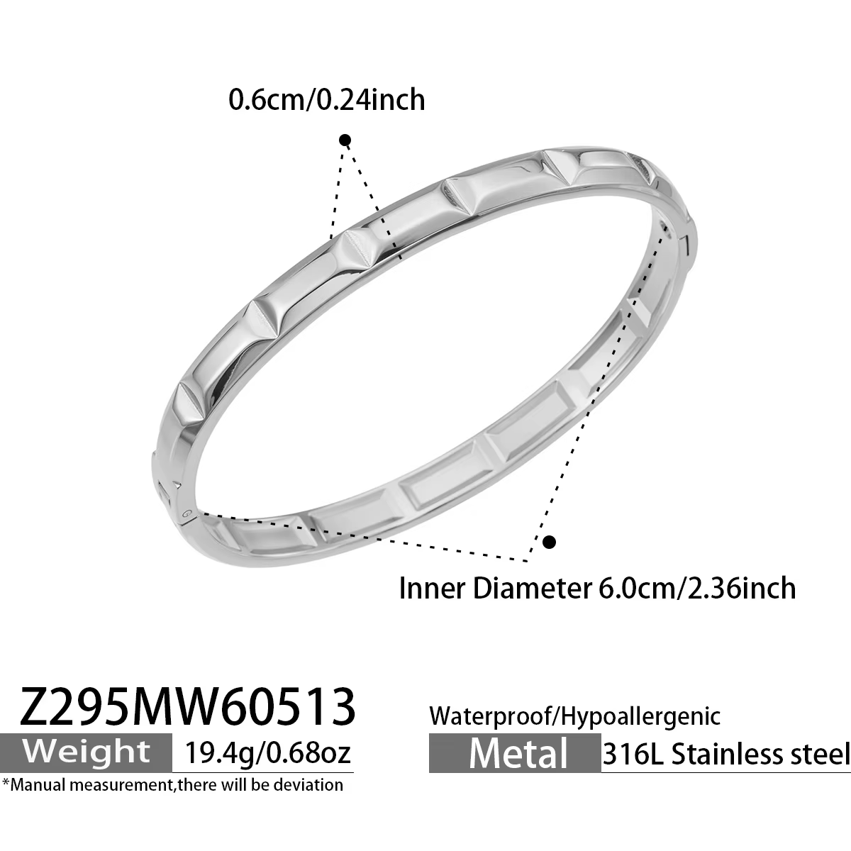 Bracelet en acier inoxydable 316L plaqué or 18 carats pour femmes, surface lisse, bijou polyvalent d
