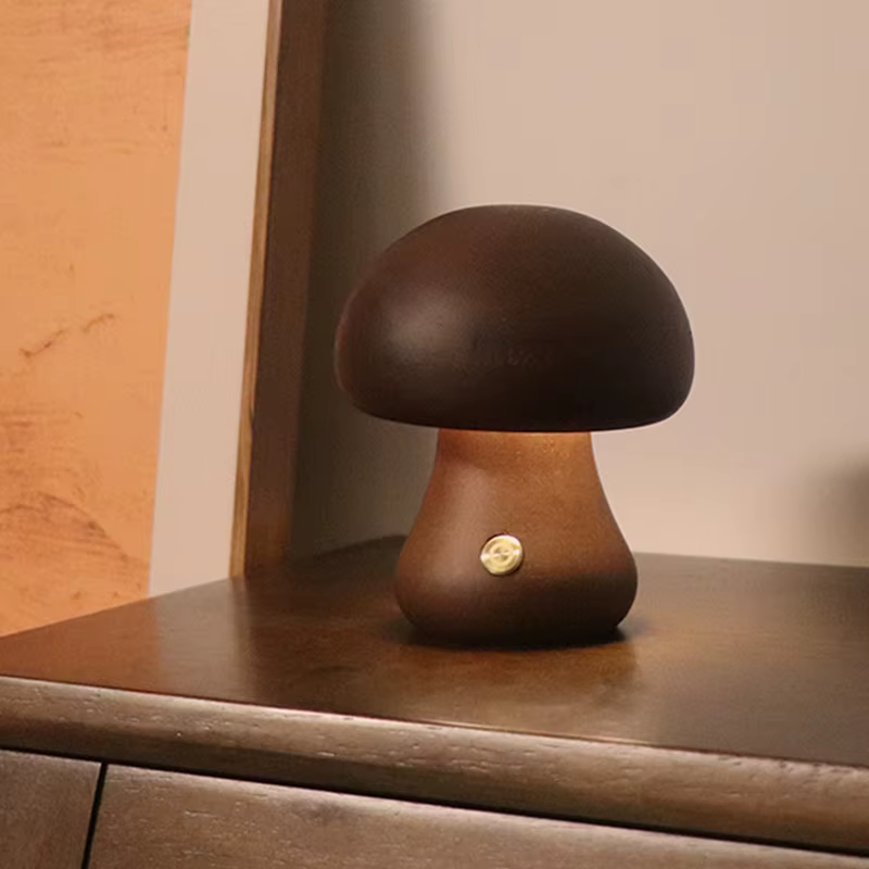 Veilleuse mignonne en forme de champignon en bois - VIP