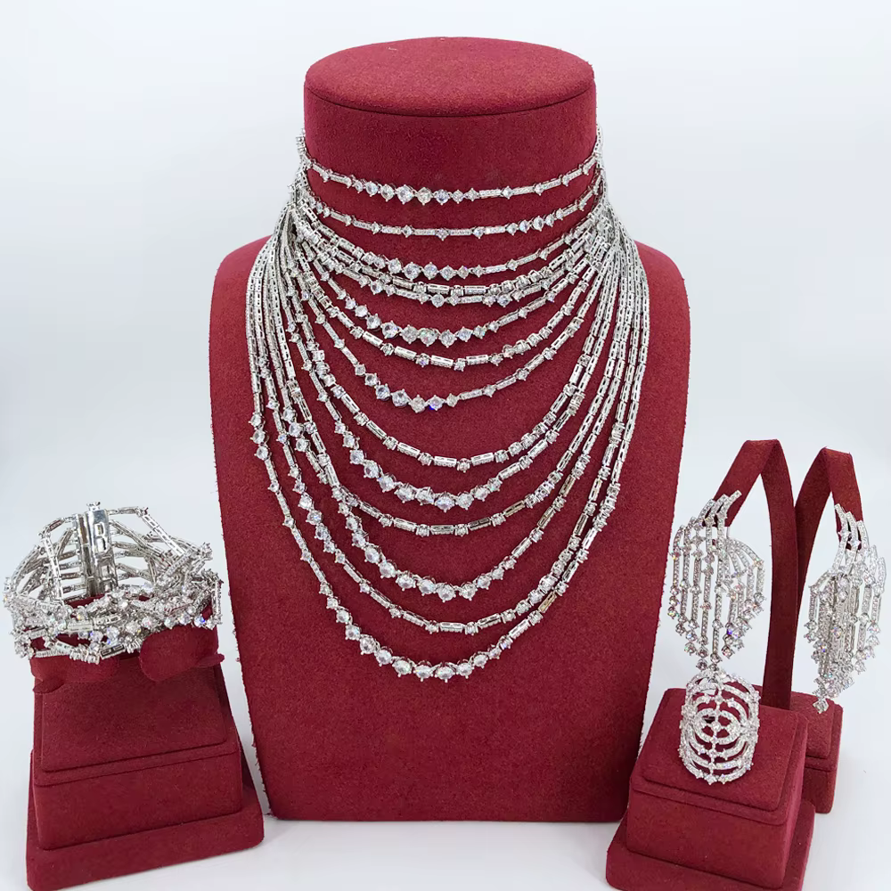 Missvikki luxe mode squelette mariée ensembles de bijoux de mariage collier bracelet boucles d'oreil