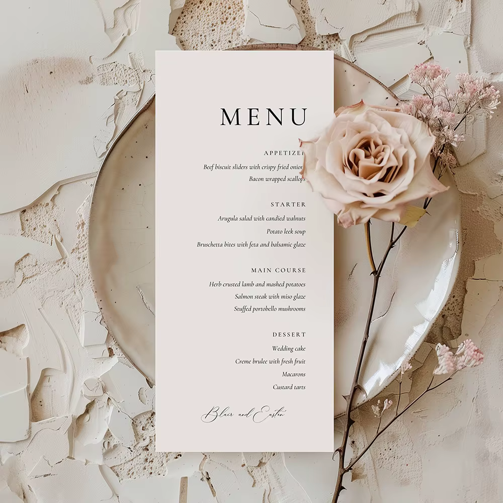 Cartes de Remerciement au Menu Personnalisé, Invitations de Mariage, Décoration de Table, Cartes de 