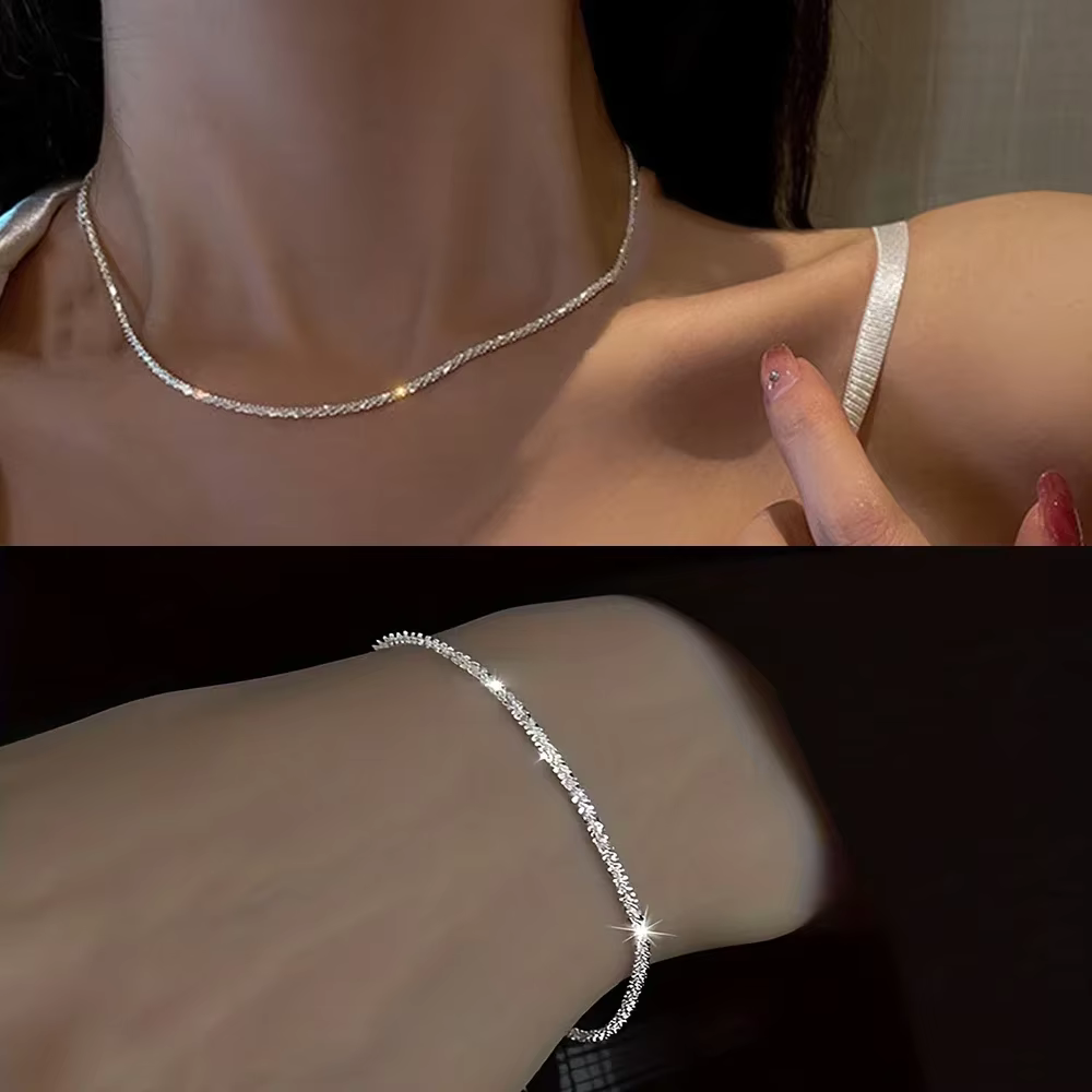 Ensemble de bijoux de luxe en argent Sterling 925 pour femmes, ciel étoilé, collier scintillant de s