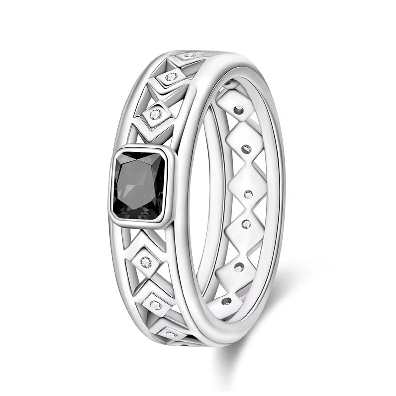 Bague Jazz noire en argent Sterling 925 pour hommes, bijoux originaux, cadeau pour fête de mariage, 