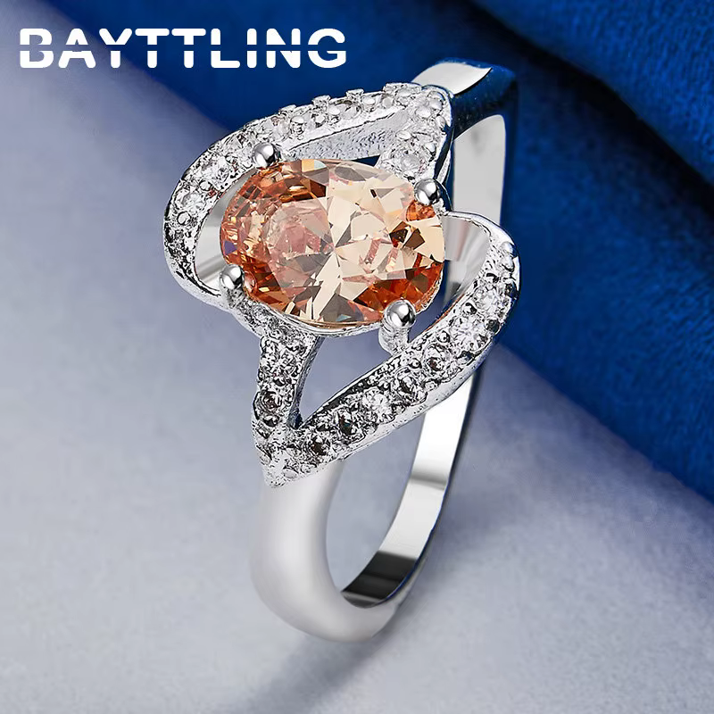 Bague en argent regardé 925 pour femme, belle grande bague, accessoires de bijoux, cadeau de fiançai