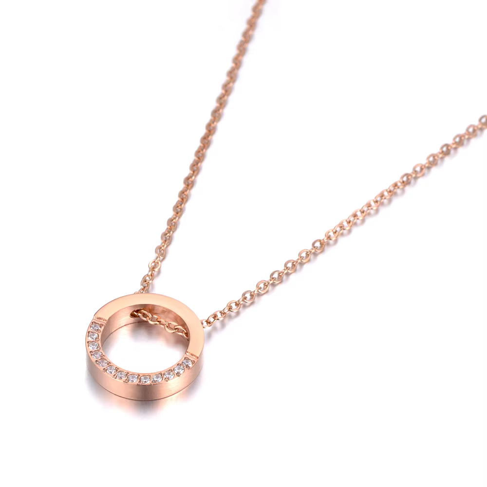 JeeMango – collier ras du cou avec pendentif circulaire en strass AAA, couleur or Rose, bijoux à la