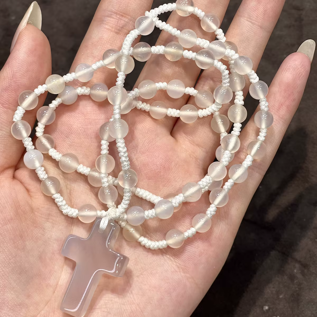 Chaîne de pull en perles rondes naturelles semi-précieuses pour la fabrication de bijoux, accessoire