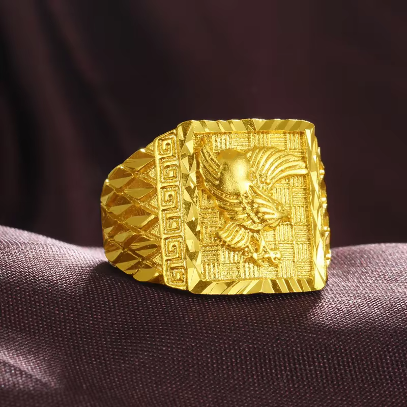 Bague aigle en or exquis de couleur 18 carats pour hommes, frère, père, femmes, bijoux ouverts, bagu