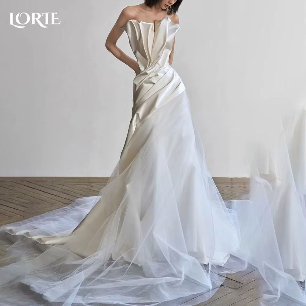 LORIE plis sirène robe de mariée sans bretelles élégant dos nu robes de mariée personnalisé robe de 