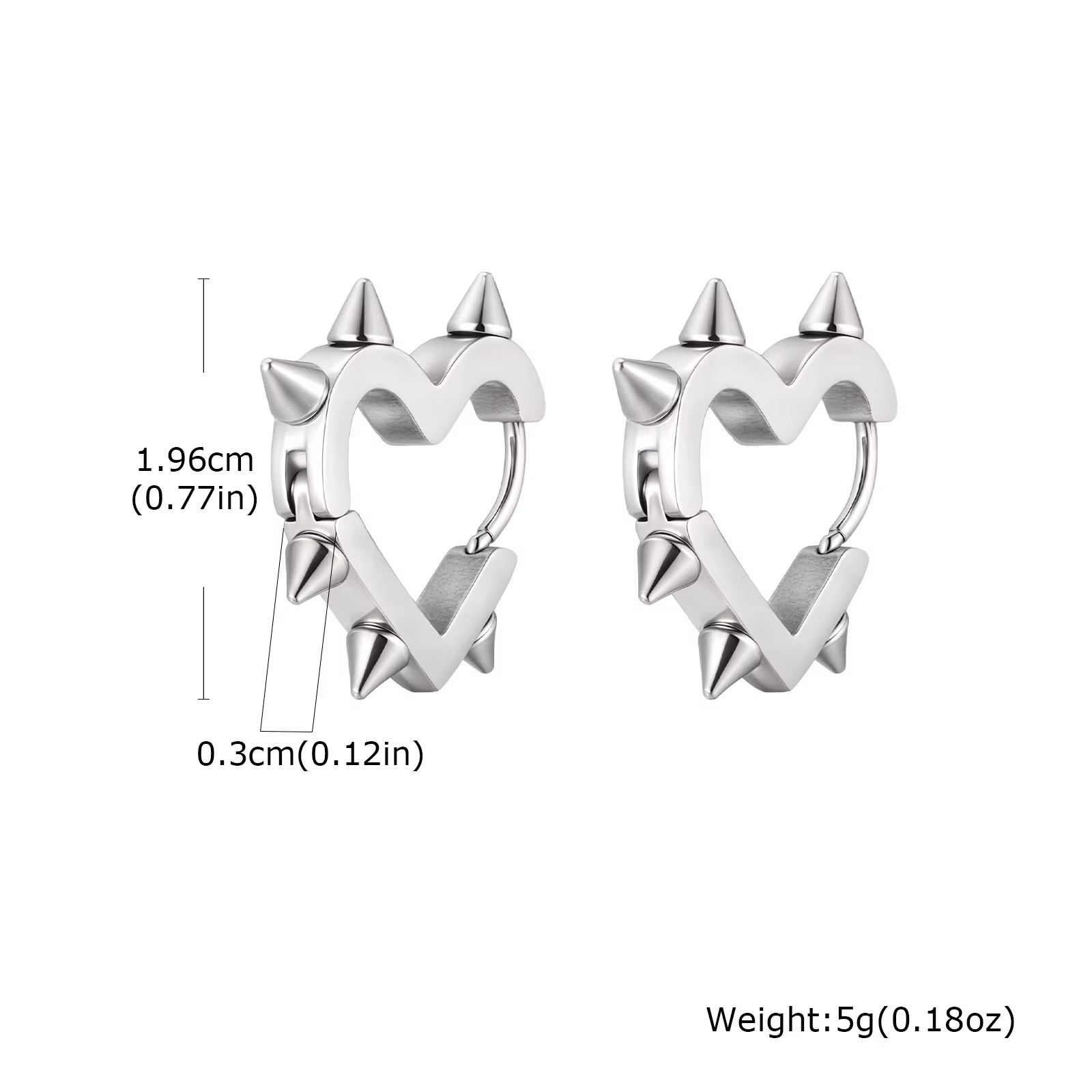 Boucles d'oreilles gothiques créatives Punk en forme de cœur, boucles d'oreilles de perçage géométri